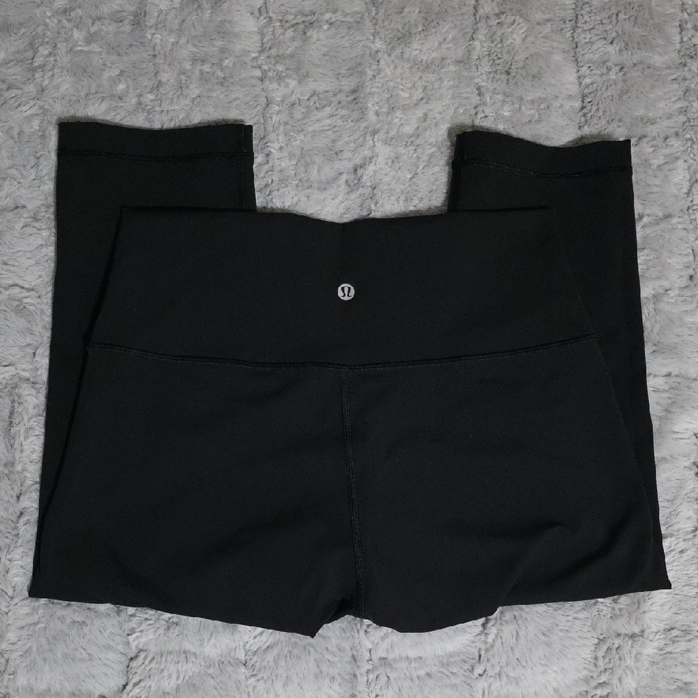 Lululemon Black Capris with Wide Waistband and Relaxed Fit